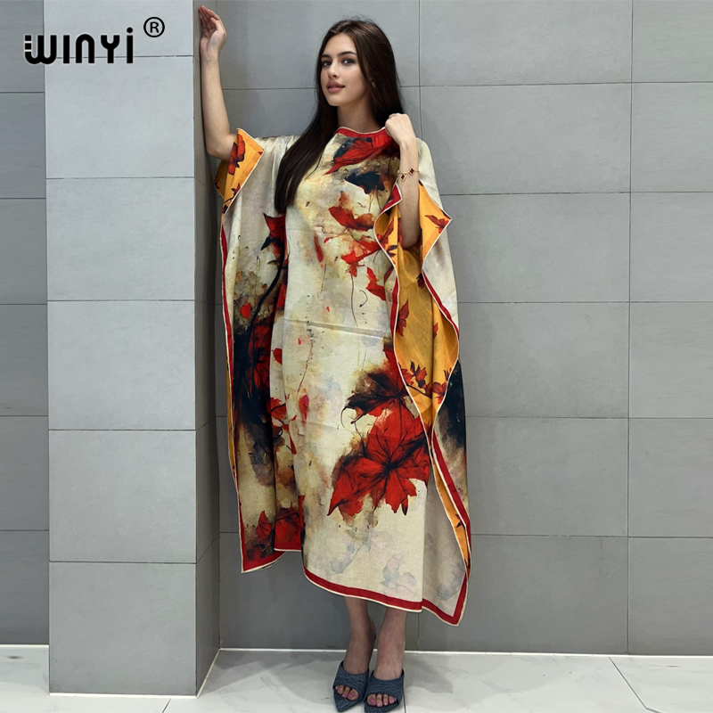 Boho Summer Beach Maxi Dress - فستان شاطئ أنيق مطبوع من ويني