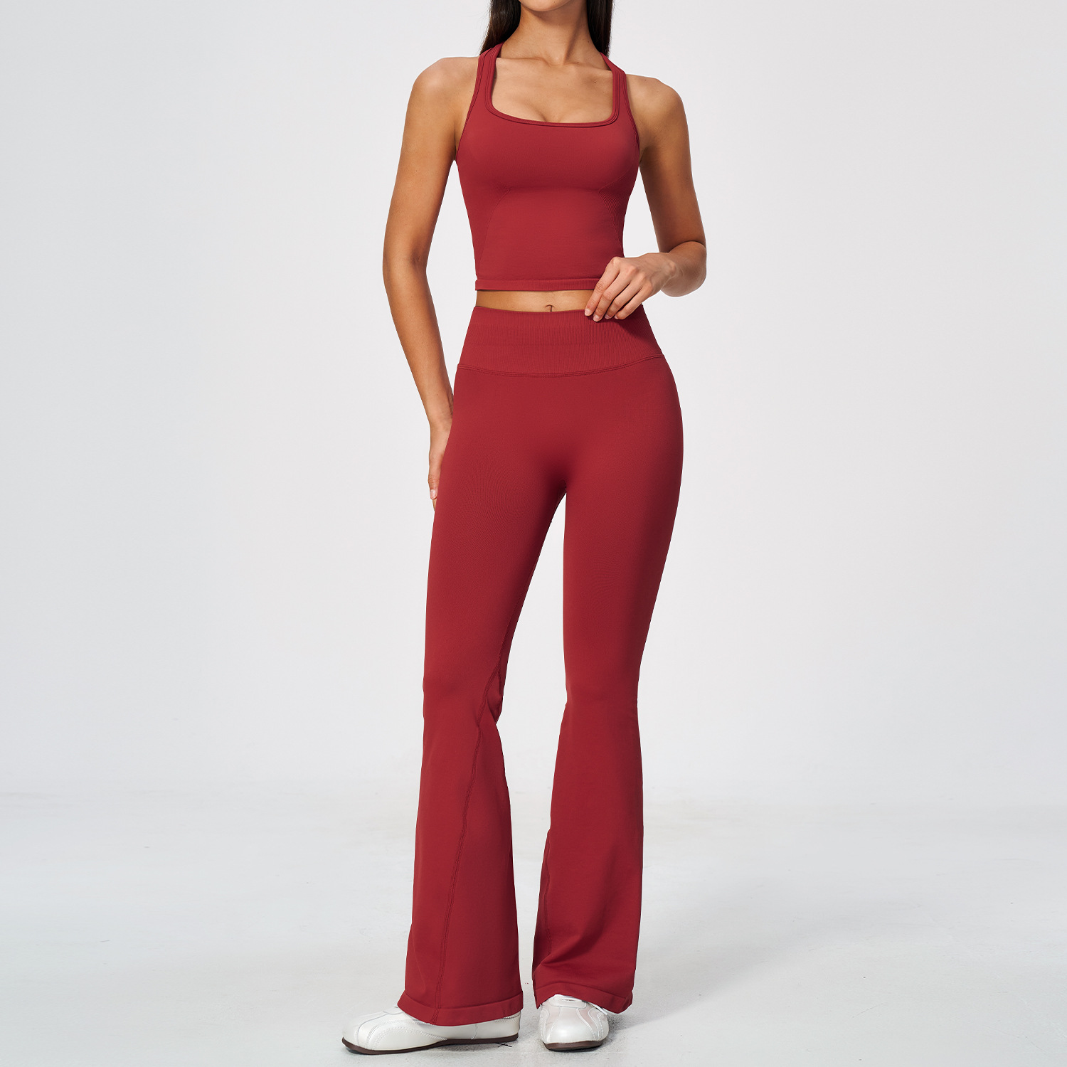 طقم يوغا نسائي مكون من قطعتين: - مراجعة Seamless Ribbed Workout Tank Top وسعره