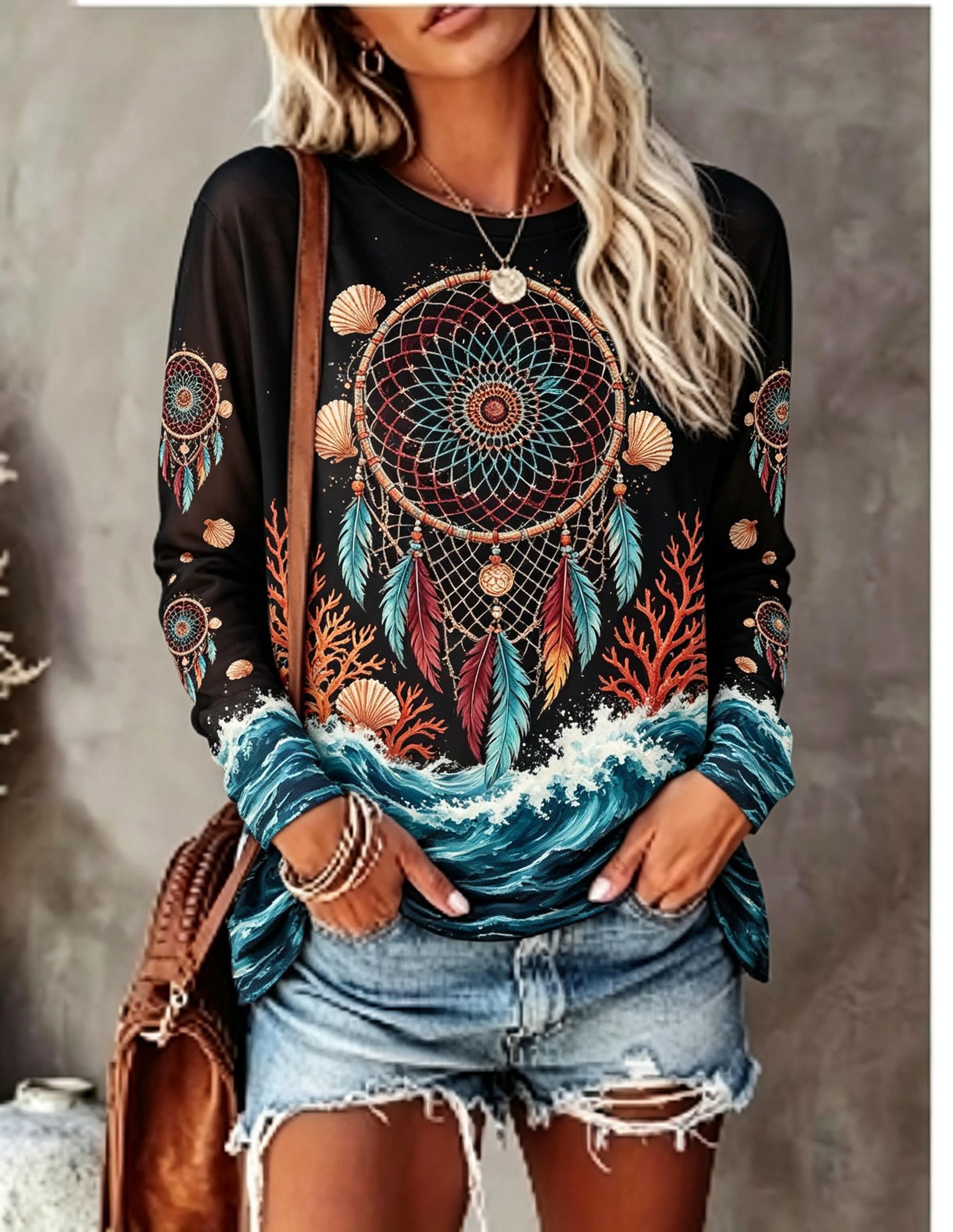 تي شيرت نسائي بأكمام طويلة ويا - مراجعة Blouses وسعره