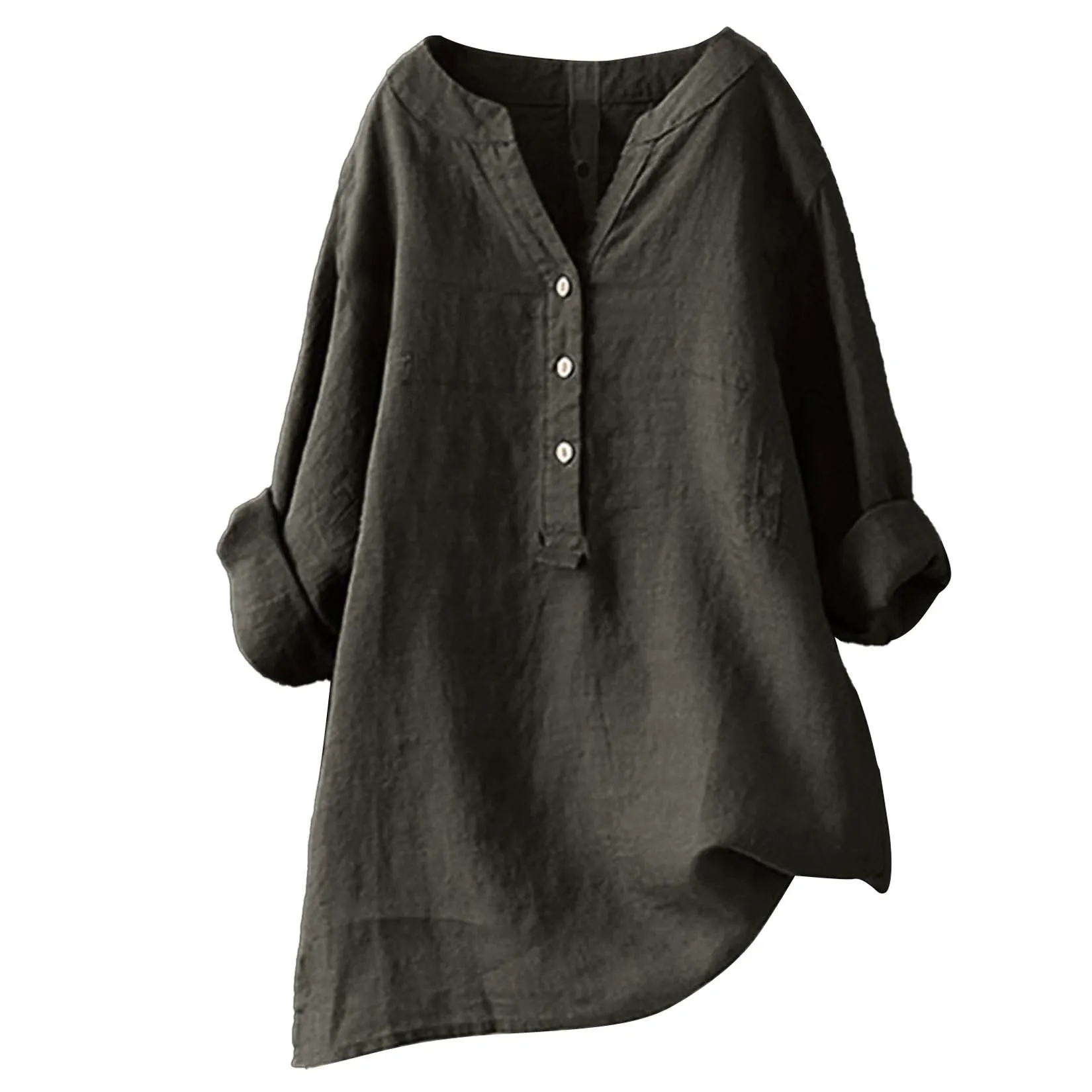 بلوزة قطنية وكتانية للجنسين، ق - مراجعة Casual Loose Linen Shirt Dress وسعره