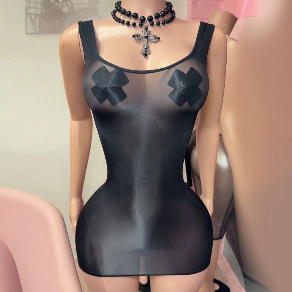 فستان قصير نسائي مثير ولامع وش - مراجعة Sexy Mesh Sheer Bodycon Dress وسعره
