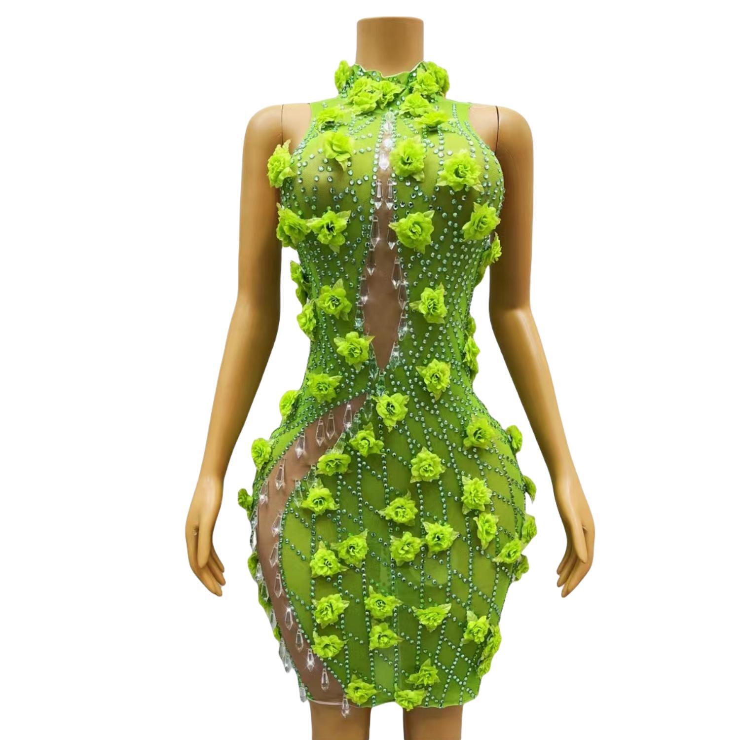 فستان قصير أنيق بكريستال لامع  - مراجعة Sparkly Rhinestone Club Party Dress وسعره