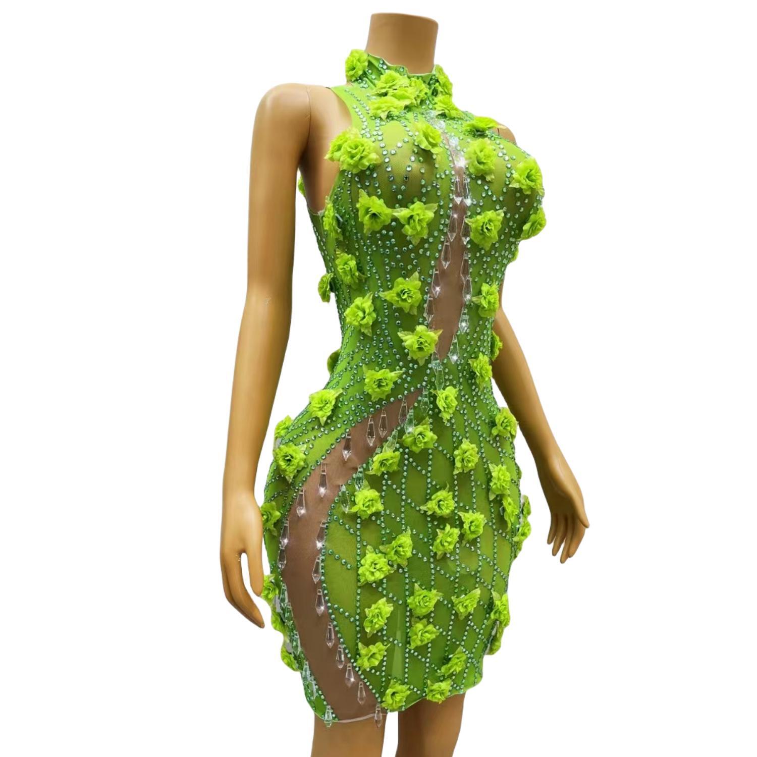 فستان قصير أنيق بكريستال لامع  - مراجعة Sparkly Rhinestone Club Party Dress وسعره