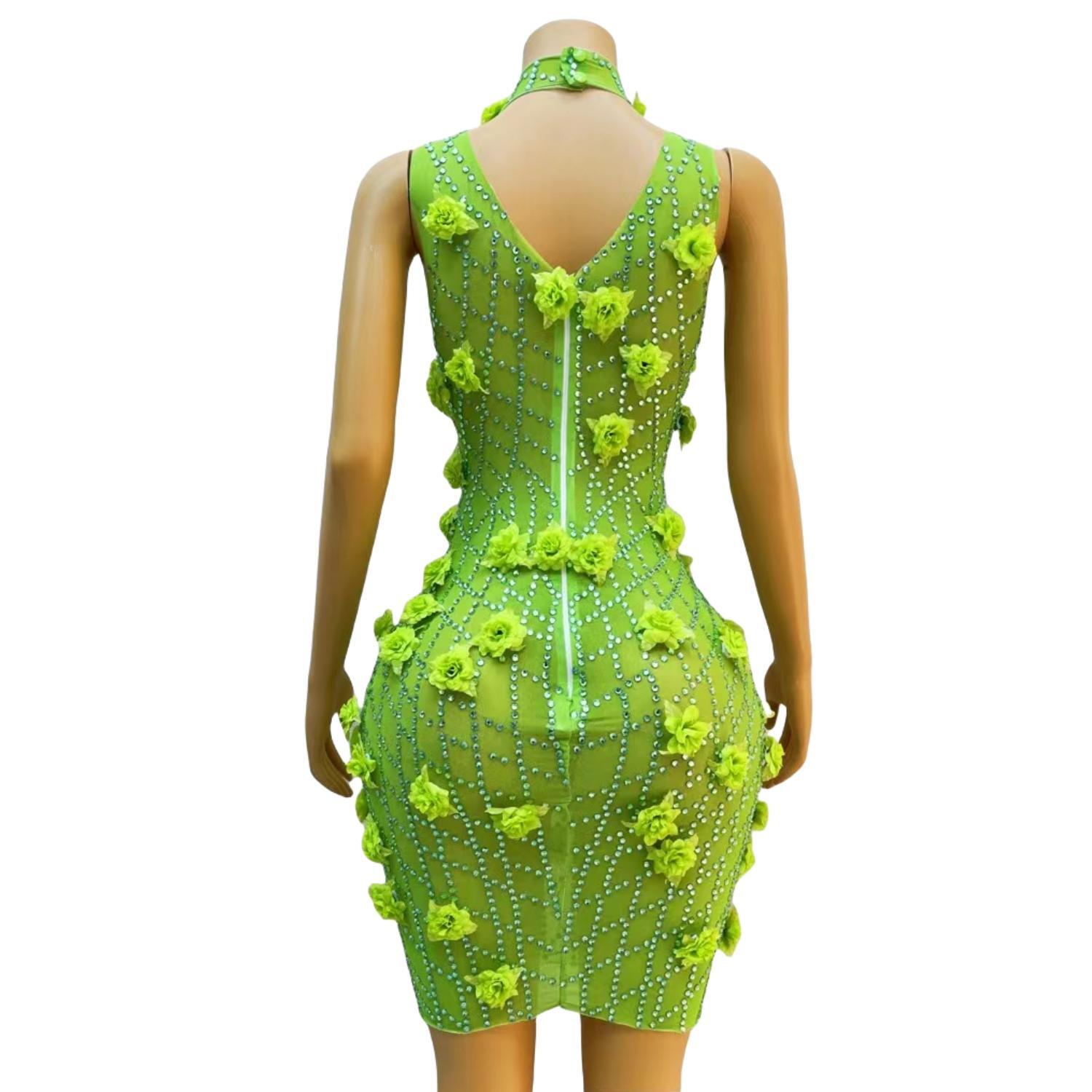 فستان قصير أنيق بكريستال لامع  - مراجعة Sparkly Rhinestone Club Party Dress وسعره