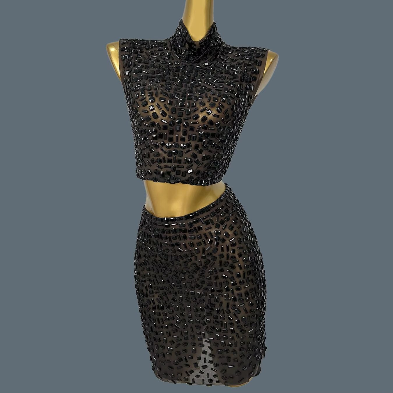 الصيف سباركلي الأسود حجر الراي - مراجعة Sparkly Rhinestone Club Party Dress وسعره