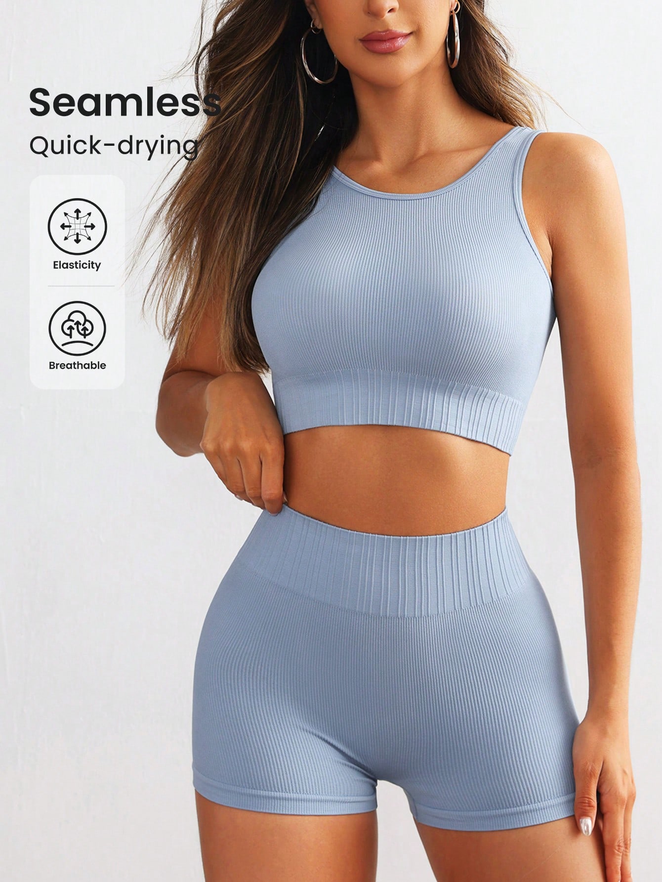 طقم يوجا نسائي بدون خياطة مضلع - مراجعة Seamless Ribbed Workout Tank Top وسعره